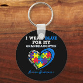Ik Draag Blauw voor Autism Awareness Family Matchi Sleutelhanger (Voorkant)