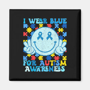 Ik Draag Blauw voor Autisme Awareness Maand Mannen Magneet
