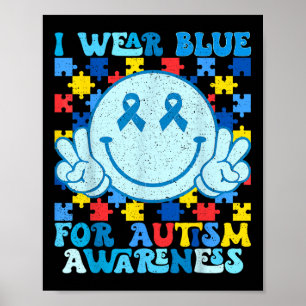 Ik Draag Blauw voor Autisme Awareness Maand Mannen Poster