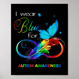Ik Draag Blauw voor Autisme Awareness Maand Mannen Poster