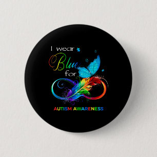 Ik Draag Blauw voor Autisme Awareness Maand Mannen Ronde Button 5,7 Cm