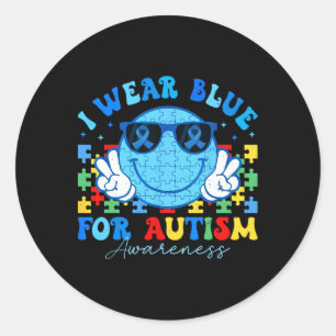 Ik Draag blauw voor Autisme Awareness Month Teache Ronde Sticker