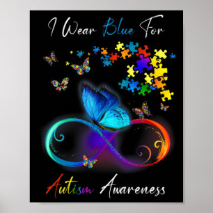 Ik Draag Blauw voor Autisme Bewustheid Puzzle Mam  Poster