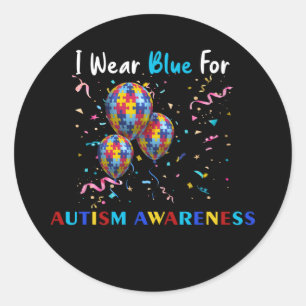 Ik Draag blauw voor autisme-bewustmakingsvlinder Ronde Sticker