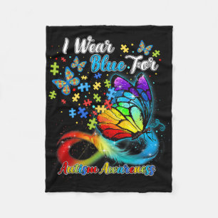 Ik Draag blauw voor autisme bewustzijn maand vlind Fleece Deken