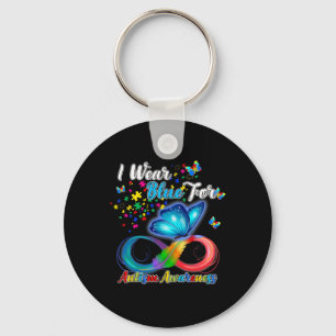Ik Draag blauw voor autisme bewustzijn maand vlind Sleutelhanger