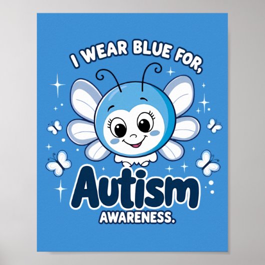 Ik draag blauw voor autisme bewustzijn poster (Voorkant)