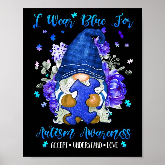 Ik Draag blauw voor autisme-bewustzijn Poster (Voorkant)