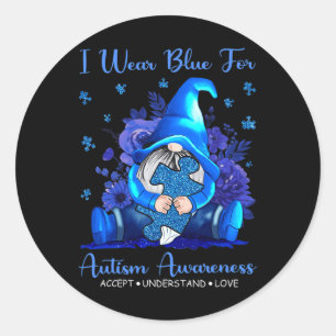 Ik Draag blauw voor autisme-bewustzijn Ronde Sticker