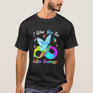Ik draag blauw voor autisme bewustzijn vlinder one t-shirt