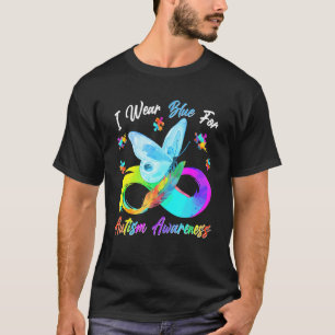 Ik draag blauw voor autisme bewustzijn vlinder one t-shirt