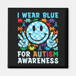 Ik Draag blauw voor autisme bewustzijnsmaand Smile Magneet
