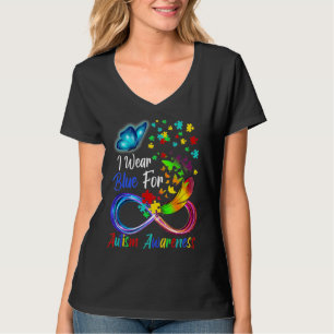 Ik Draag blauw voor autisme-bewustzijnsvlinderauti T-shirt