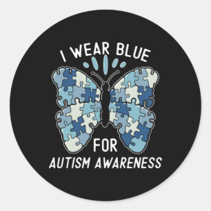 Ik Draag blauw voor autisme blauwe puzzel Ronde Sticker