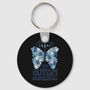 Ik Draag blauw voor autisme blauwe puzzel Sleutelhanger