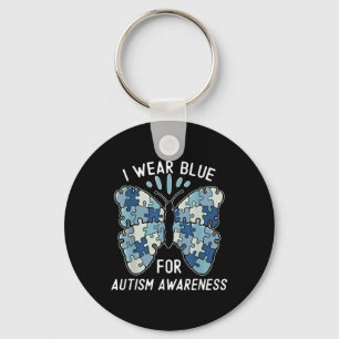 Ik Draag blauw voor autisme blauwe puzzel Sleutelhanger