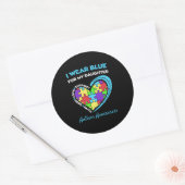 Ik Draag blauw voor autisme Ronde Sticker (Envelop)