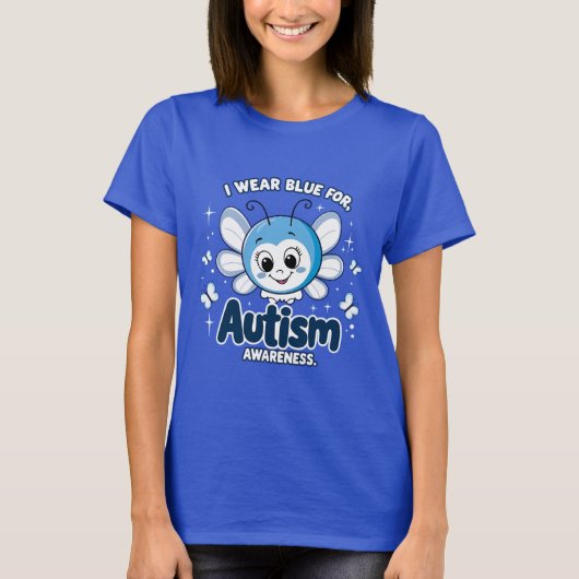 Ik draag blauw voor autisme t-shirt (Voorkant)