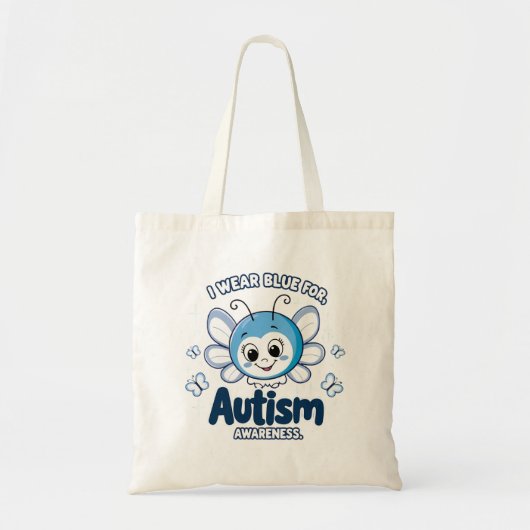 Ik draag blauw voor autisme tote bag (Voorkant)