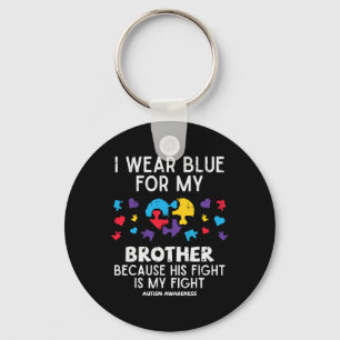 Ik draag blauw voor broer, strijd voor autisme bew sleutelhanger