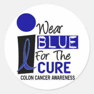 Ik Draag blauw voor de Cure 9 COLON CANCER T-shirt Ronde Sticker