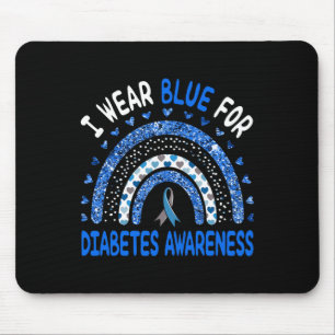 Ik Draag blauw voor Diabetes Awareness Rainbow Man Muismat