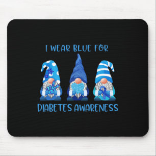 Ik Draag Blauw voor Diabetes Bewustheid Gnomen Pea Muismat