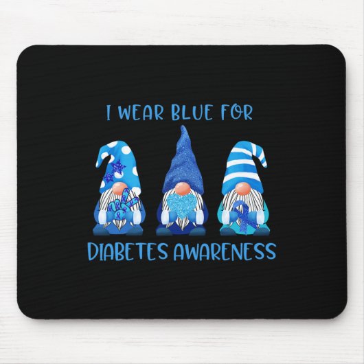 Ik Draag Blauw voor Diabetes Bewustheid Gnomen Pea Muismat (Voorkant)