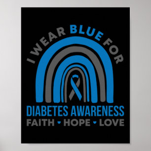 Ik Draag blauw voor diabetes Bewustheid Maand Rege Poster