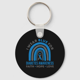 Ik Draag blauw voor diabetes Bewustheid Maand Rege Sleutelhanger