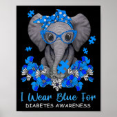 Ik Draag blauw voor Diabetes, Elephant Warrio Poster (Voorkant)
