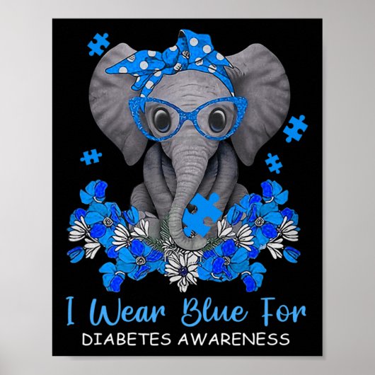 Ik Draag blauw voor Diabetes, Elephant Warrio Poster (Voorkant)