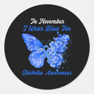 Ik Draag blauw voor diabetes, maar blauw lint Ronde Sticker