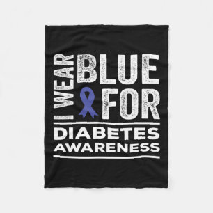 Ik Draag blauw voor diabetes mellitus blauw ribb Fleece Deken