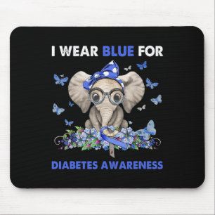 Ik Draag blauw voor diabetesbewustzijn olifanten Muismat