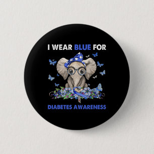 Ik Draag blauw voor diabetesbewustzijn olifanten Ronde Button 5,7 Cm