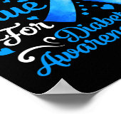 Ik Draag blauw voor diabetici, blauwe lintMannen Poster (Hoek)