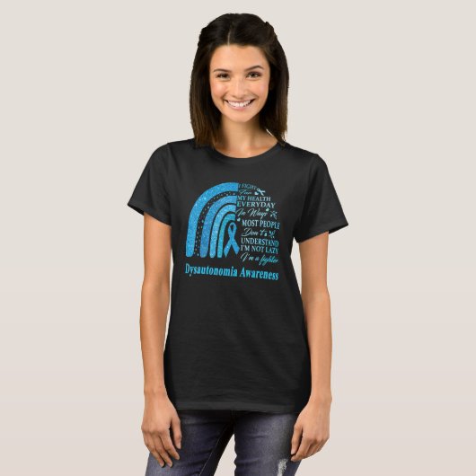 Ik Draag blauw voor Dysautonomia Awareness Warrior T-shirt (Voorkant volledig)