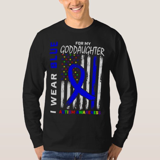 Ik Draag Blauw voor goddochter Autism Awareness Fl T-shirt (Voorkant)