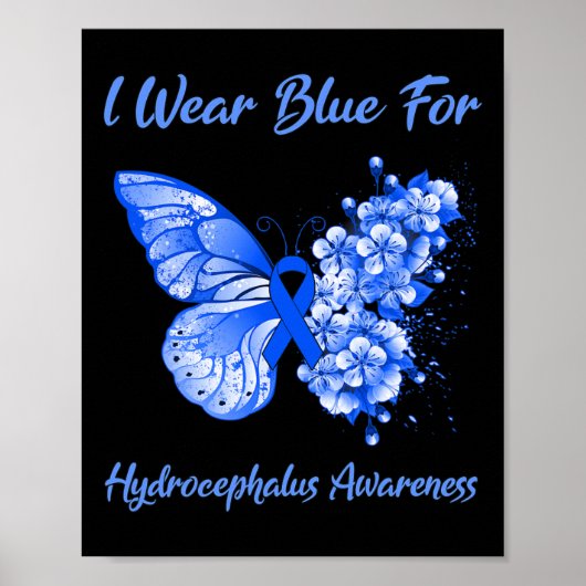Ik Draag blauw voor hydrocefalusbewustzijn Poster (Voorkant)