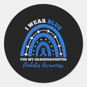 Ik Draag blauw voor kleindochter T1D Type 1 Diabet Ronde Sticker
