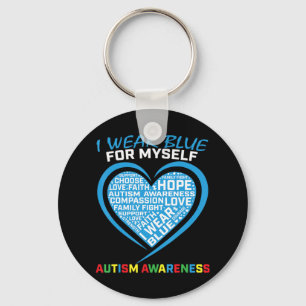 Ik draag blauw voor mezelf autisme sensibiliserend sleutelhanger