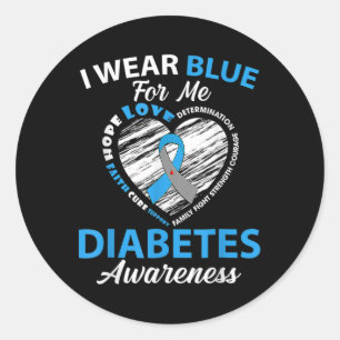Ik Draag Blauw voor mij Type 1 Diabetes Bewustmaki Ronde Sticker
