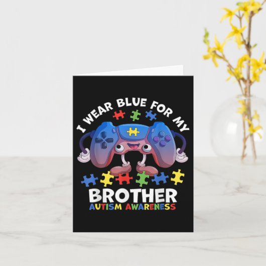 Ik Draag blauw voor mijn broeder Autism Awareness  Kaart (Gele Bloem)