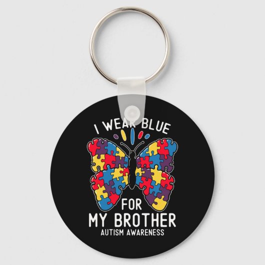 Ik Draag blauw voor mijn broer Autism Awareness Si Sleutelhanger (Voorkant)