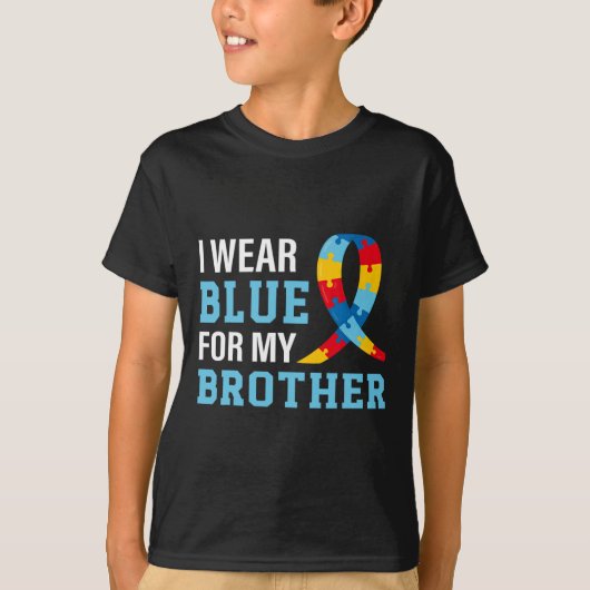 Ik Draag blauw voor mijn broer Autism Awareness Si T-shirt (Voorkant)