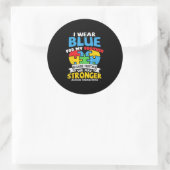 Ik Draag Blauw voor mijn Broer Autisme Bewustheid Ronde Sticker (Tas)
