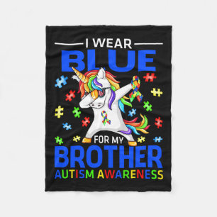 Ik Draag Blauw Voor Mijn Broer Autisme Bewustzijn Fleece Deken
