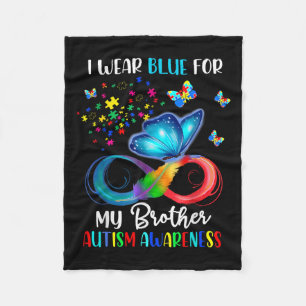 Ik Draag blauw voor mijn broer autisme puzzel vlin Fleece Deken
