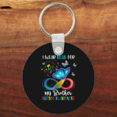 Ik Draag blauw voor mijn broer autisme puzzel vlin Sleutelhanger (Voorkant)